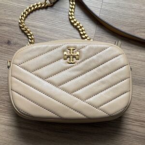 Tory Burch Beige Quilted Crossbody Bag